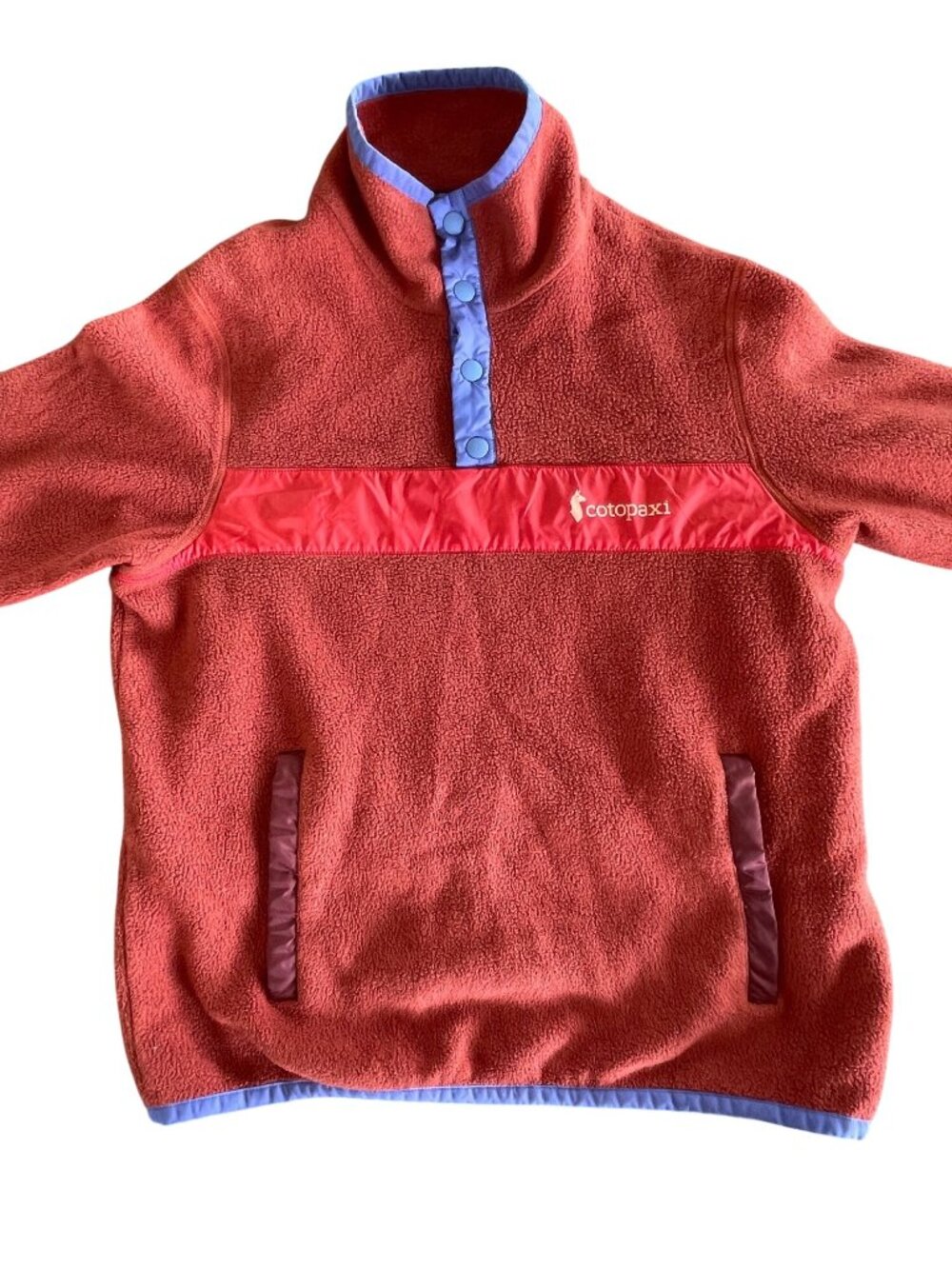 Cotopaxi Teca Fleece Pullover Jacket Red & Purple Colorblock Snap Neck Womens M